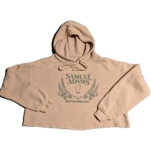 Samuel Adams Brewery Hoodie Womens Pink Cropped Pullover Sweatshirt‎ Oversized